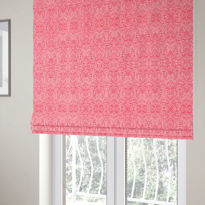 Zenith Collection In Smooth Chenille Finish Raspberry Pink Colour Damask Pattern Upholstery Fabric CTR-215 - Roman Blinds