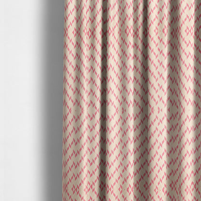 Zenith Collection In Smooth Chenille Finish Raspberry Pink Colour Geometric Pattern Upholstery Fabric CTR-216 - Made To Measure Curtains