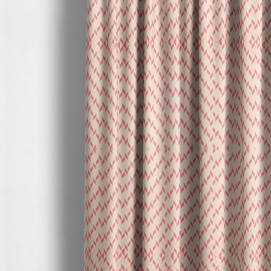 Zenith Collection In Smooth Chenille Finish Raspberry Pink Colour Geometric Pattern Upholstery Fabric CTR-216 - Made To Measure Curtains