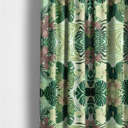 Jardin Jungle All Over Floral Pattern Printed Soft Velour Upholstery Fabric CTR-2160 - Made To Measure Curtains