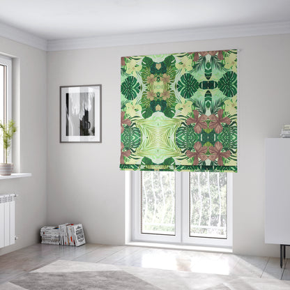 Jardin Jungle All Over Floral Pattern Printed Soft Velour Upholstery Fabric CTR-2160 - Roman Blinds