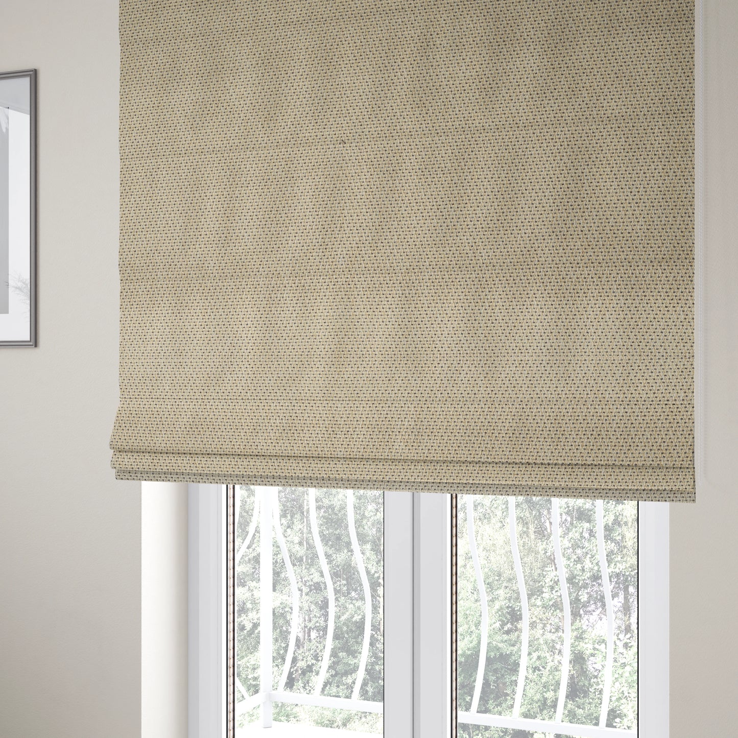 Trello Chenille Weave Material Cream With Grey Colour Upholstery Fabric CTR-2166 - Roman Blinds