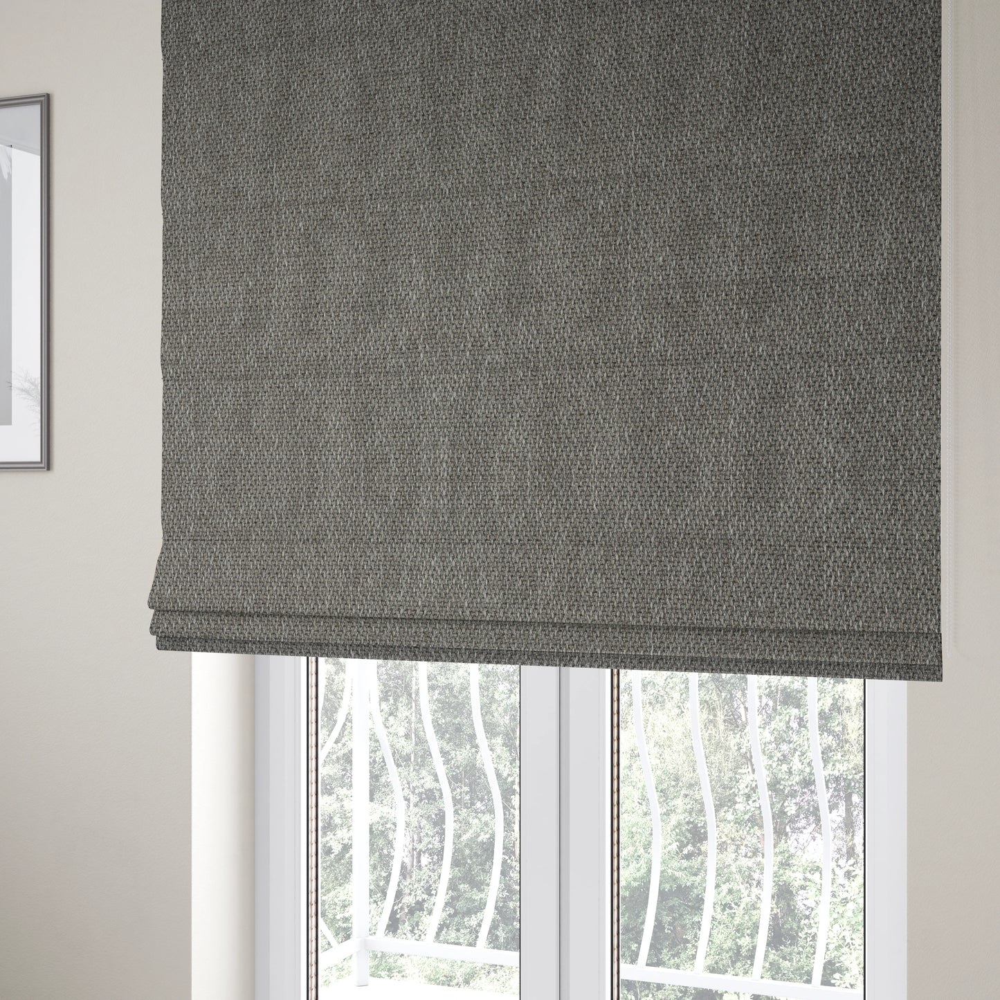 Trello Chenille Weave Material Grey Colour Upholstery Fabric CTR-2167 - Roman Blinds