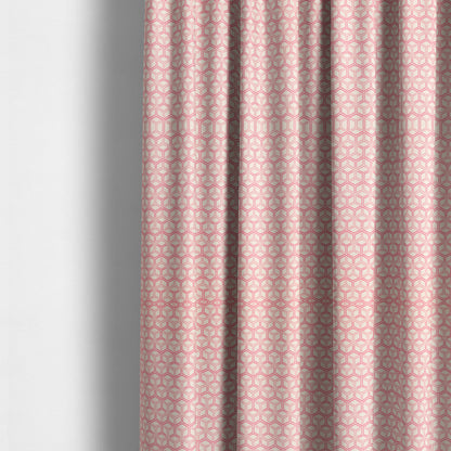 Zenith Collection In Smooth Chenille Finish Raspberry Pink Colour 3D Cube Geometric Pattern Upholstery Fabric CTR-217 - Made To Measure Curtains