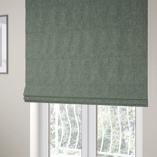 Trello Chenille Weave Material Teal With Grey Colour Upholstery Fabric CTR-2171 - Roman Blinds