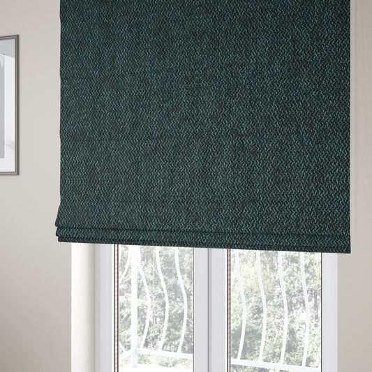 Trello Chenille Weave Material Black With Blue Colour Upholstery Fabric CTR-2173 - Roman Blinds