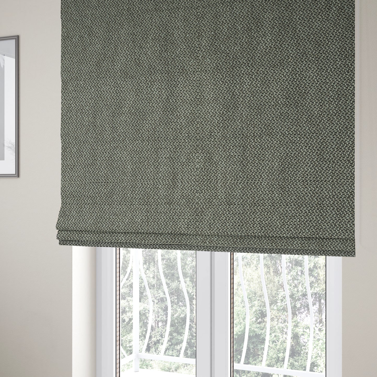 Trello Chenille Weave Material Black With Grey Colour Upholstery Fabric CTR-2174 - Roman Blinds