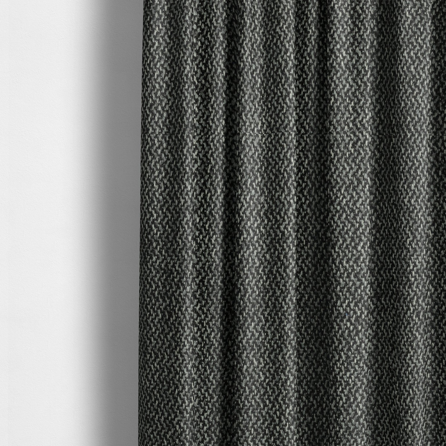 Trello Chenille Weave Material Black With Dark Grey Colour Upholstery Fabric CTR-2175 - Made To Measure Curtains