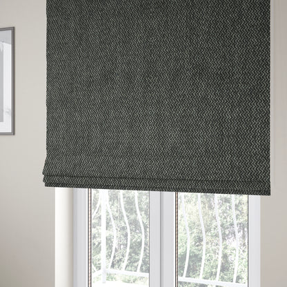 Trello Chenille Weave Material Black With Dark Grey Colour Upholstery Fabric CTR-2175 - Roman Blinds