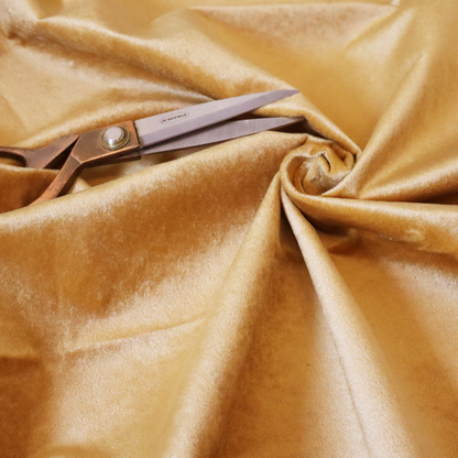 Trinity Silky Flat Water Repellent Velvet In Yellow Colour Upholstery Fabric CTR-2177