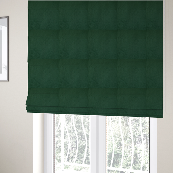 Trinity Silky Flat Water Repellent Velvet In Emerald Green Colour Upholstery Fabric CTR-2178 - Roman Blinds
