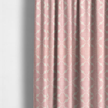 Zenith Collection In Smooth Chenille Finish Raspberry Pink Colour Medallion Pattern Upholstery Fabric CTR-218 - Made To Measure Curtains