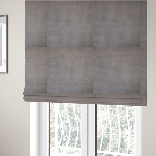 Trinity Silky Flat Water Repellent Velvet In Light Grey Colour Upholstery Fabric CTR-2180 - Roman Blinds