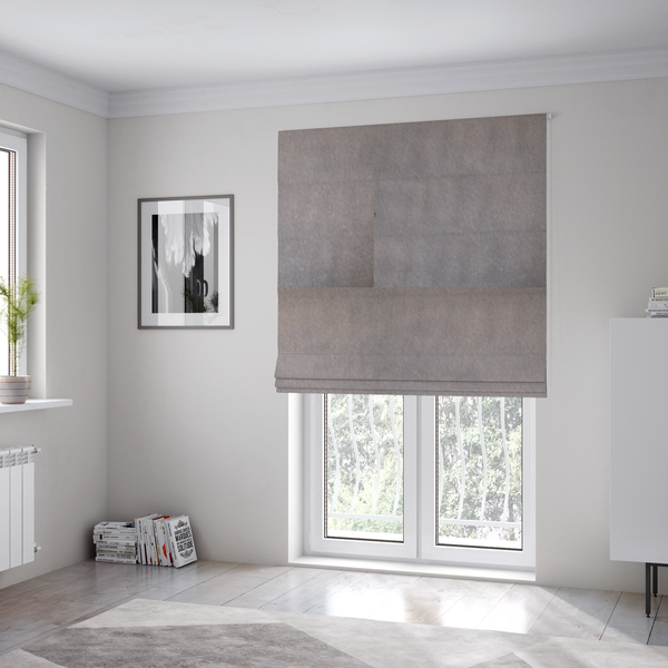 Trinity Silky Flat Water Repellent Velvet In Light Grey Colour Upholstery Fabric CTR-2180 - Roman Blinds