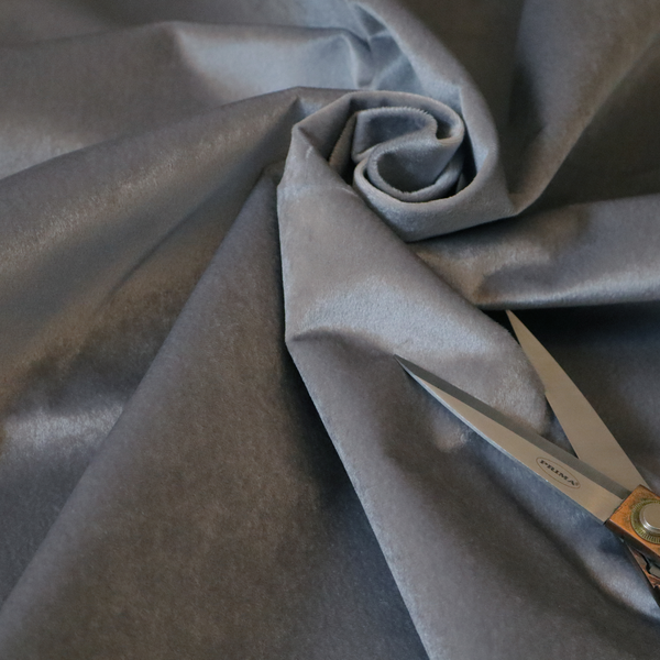 Trinity Silky Flat Water Repellent Velvet In Grey Colour Upholstery Fabric CTR-2181
