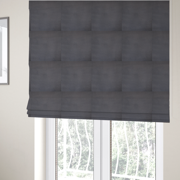 Trinity Silky Flat Water Repellent Velvet In Grey Colour Upholstery Fabric CTR-2181 - Roman Blinds