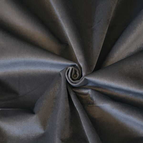 Trinity Silky Flat Water Repellent Velvet In Dark Grey Colour Upholstery Fabric CTR-2182