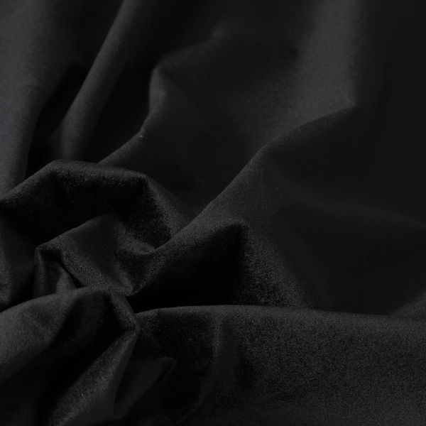 Trinity Silky Flat Water Repellent Velvet In Black Colour Upholstery Fabric CTR-2183