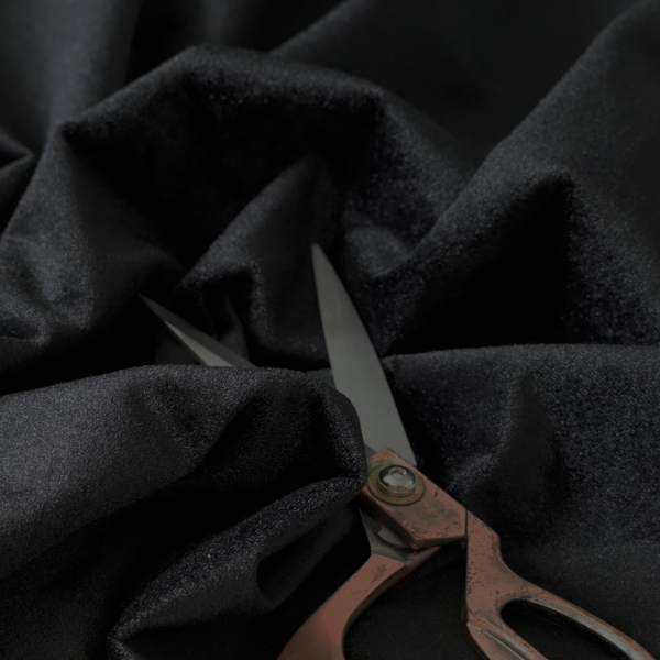 Trinity Silky Flat Water Repellent Velvet In Black Colour Upholstery Fabric CTR-2183