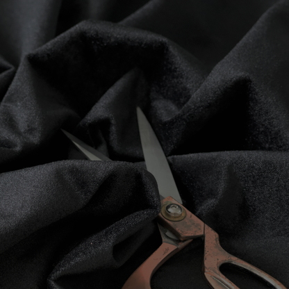 Trinity Silky Flat Water Repellent Velvet In Black Colour Upholstery Fabric CTR-2183