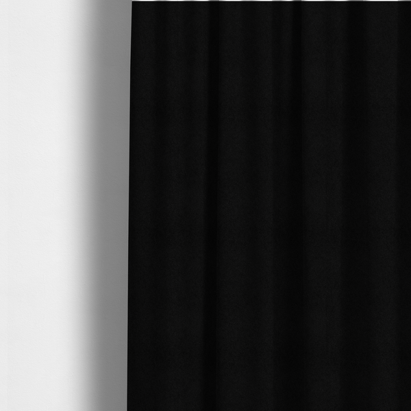 Trinity Silky Flat Water Repellent Velvet In Black Colour Upholstery Fabric CTR-2183 - Made To Measure Curtains