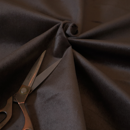 Trinity Silky Flat Water Repellent Velvet In Dark Brown Colour Upholstery Fabric CTR-2184