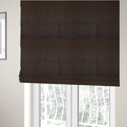 Trinity Silky Flat Water Repellent Velvet In Dark Brown Colour Upholstery Fabric CTR-2184 - Roman Blinds