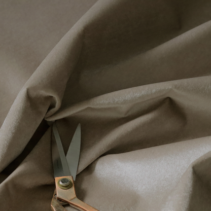 Trinity Silky Flat Water Repellent Velvet In Mocha Brown Colour Upholstery Fabric CTR-2185