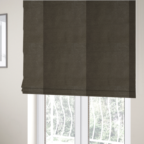 Trinity Silky Flat Water Repellent Velvet In Mocha Brown Colour Upholstery Fabric CTR-2185 - Roman Blinds