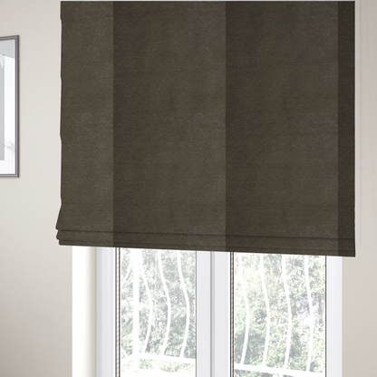 Trinity Silky Flat Water Repellent Velvet In Mocha Brown Colour Upholstery Fabric CTR-2185 - Roman Blinds