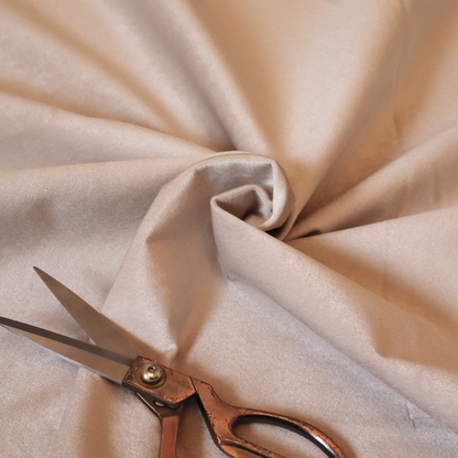 Trinity Silky Flat Water Repellent Velvet In Beige Colour Upholstery Fabric CTR-2186