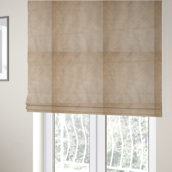Trinity Silky Flat Water Repellent Velvet In Beige Colour Upholstery Fabric CTR-2186 - Roman Blinds