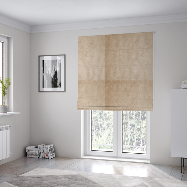 Trinity Silky Flat Water Repellent Velvet In Beige Colour Upholstery Fabric CTR-2186 - Roman Blinds