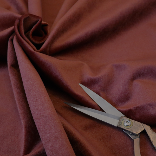 Trinity Silky Flat Water Repellent Velvet In Red Colour Upholstery Fabric CTR-2191