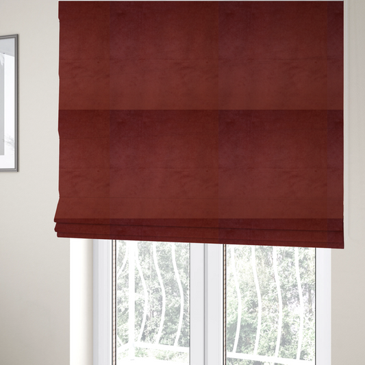 Trinity Silky Flat Water Repellent Velvet In Red Colour Upholstery Fabric CTR-2191 - Roman Blinds
