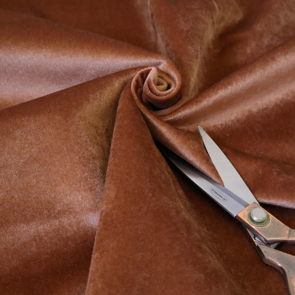 Trinity Silky Flat Water Repellent Velvet In Orange Colour Upholstery Fabric CTR-2192