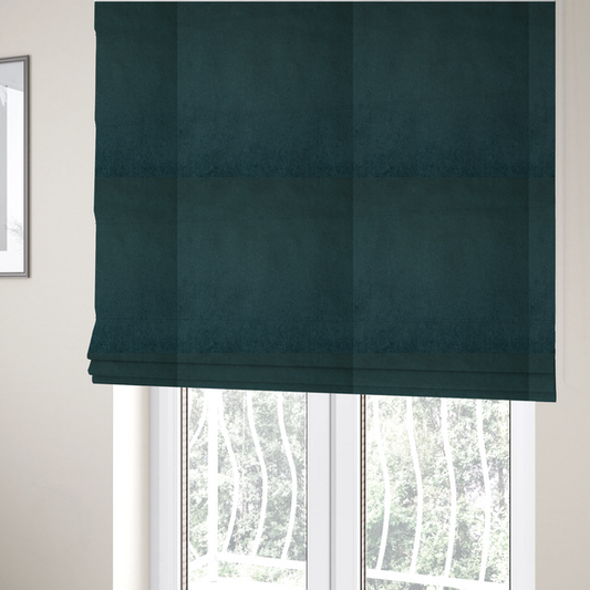 Trinity Silky Flat Water Repellent Velvet In Teal Colour Upholstery Fabric CTR-2193 - Roman Blinds