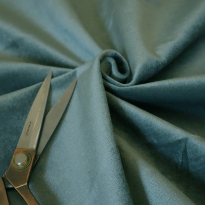 Trinity Silky Flat Water Repellent Velvet In Cyan Colour Upholstery Fabric CTR-2194