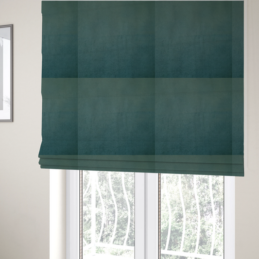 Trinity Silky Flat Water Repellent Velvet In Cyan Colour Upholstery Fabric CTR-2194 - Roman Blinds