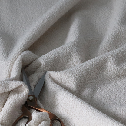 Pelican Boucle Weave Textured In Colour White Upholstery Fabric CTR-2195