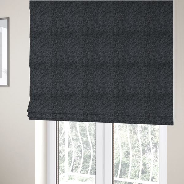 Pelican Boucle Weave Textured In Colour Dark Grey Upholstery Fabric CTR-2205 - Roman Blinds