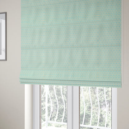 Zenith Collection In Smooth Chenille Finish Blue Colour 3D Cube Geometric Pattern Upholstery Fabric CTR-222 - Roman Blinds