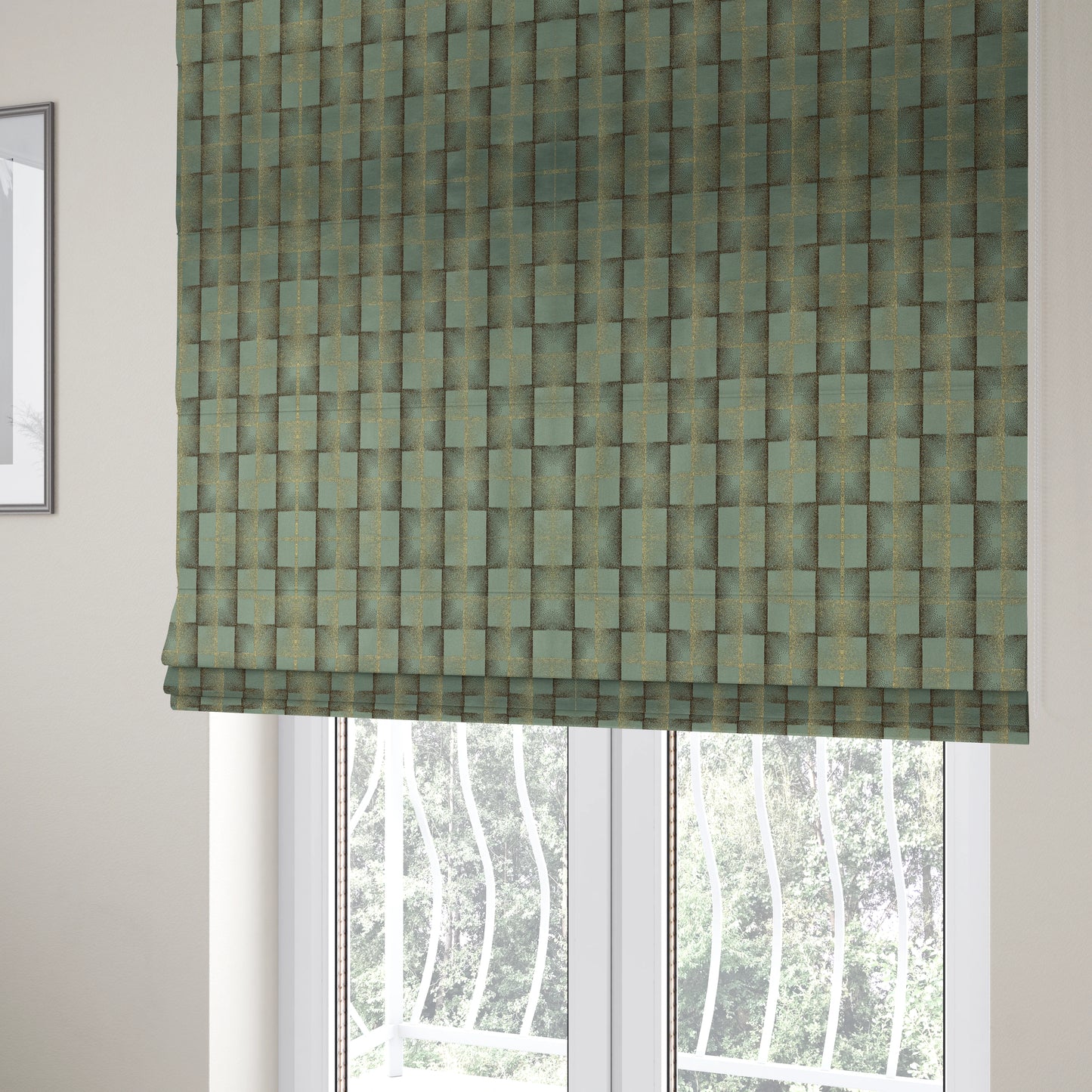 Casa Textured Uniformed Block Shine Pattern Teal Furnishing Fabric CTR-2221 - Roman Blinds