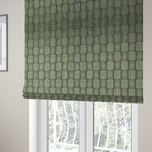 Casa Textured Uniformed Block Shine Pattern Teal Furnishing Fabric CTR-2221 - Roman Blinds