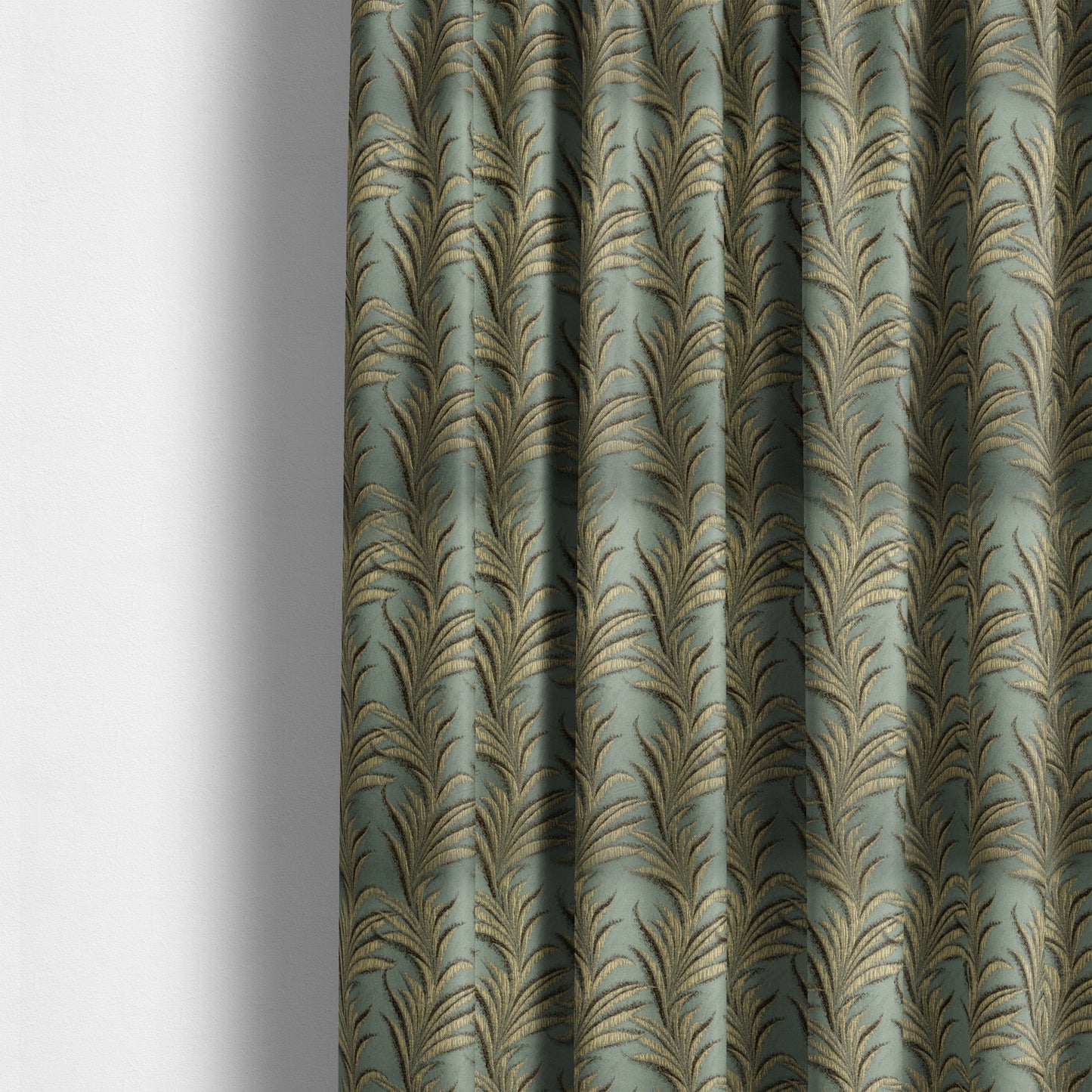 Casa Textured Leaf Pattern Teal Furnishing Fabric CTR-2223 - Made To Measure Curtains