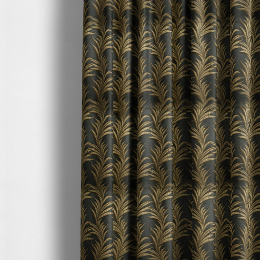 Casa Textured Leaf Pattern Black Furnishing Fabric CTR-2229 - Made To Measure Curtains