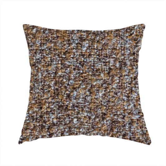 Omega Multicoloured Boucle Textured Chenille In Rust Brown CTR-2233 - Handmade Cushions