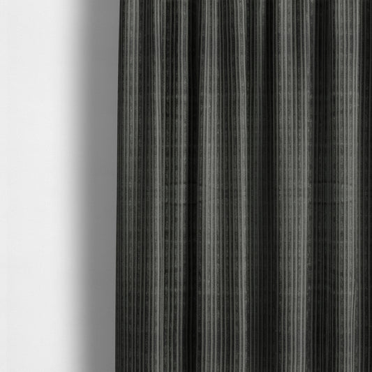 Knightsbridge Velvet Stripe Pattern Grey Upholstery Fabric CTR-2233 - Made To Measure Curtains