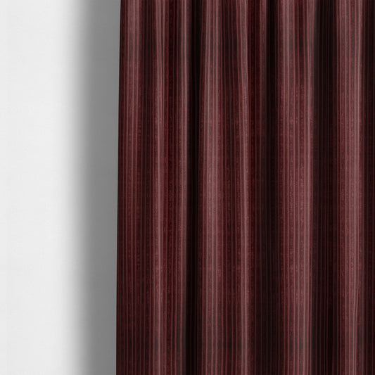 Knightsbridge Velvet Stripe Pattern Burgundy Red Upholstery Fabric CTR-2241 - Made To Measure Curtains