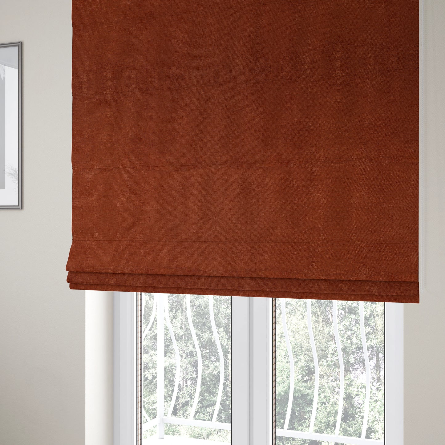 Tessuto Soft Chenille Plain Water Repellent Terracotta Red Upholstery Fabric CTR-2243 - Roman Blinds